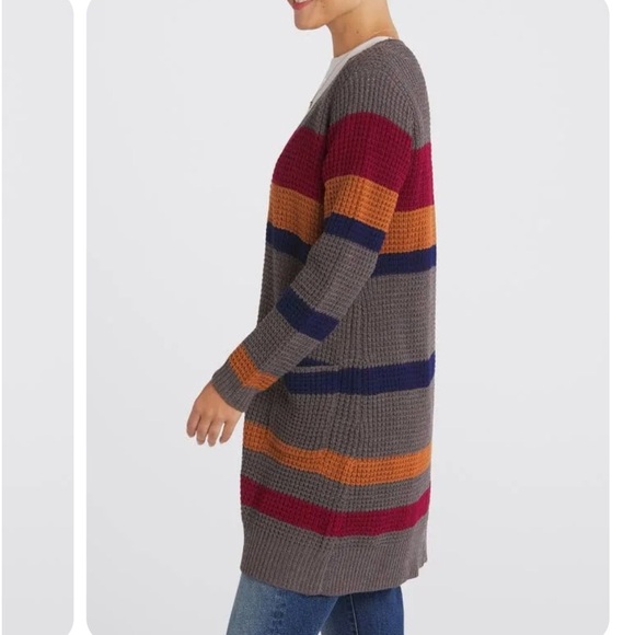 Fortune + Ivy Emmerson Long Sleeve Cardigan Sweater - Dark Grey Multi Color - M - Picture 3 of 4